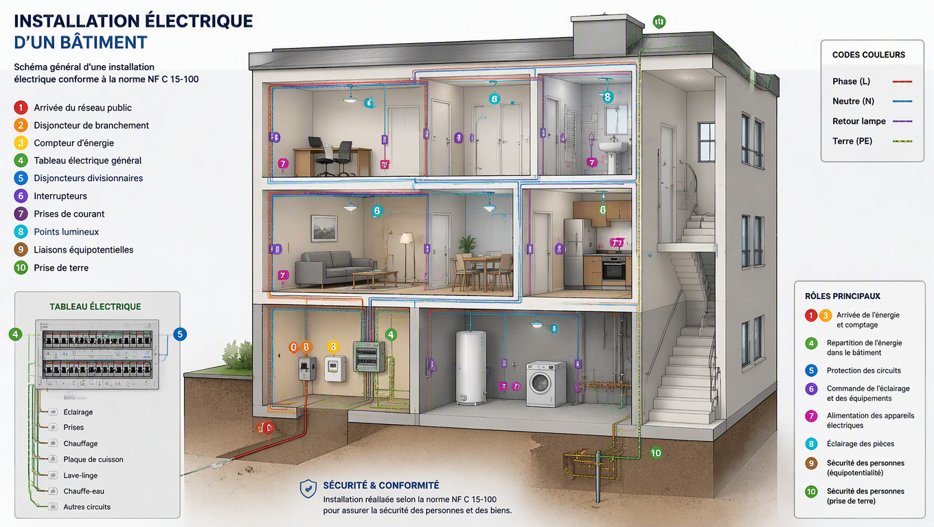 schema d'une installtion électrique